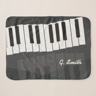 Couverture Sherpa Clavier de piano noir et blanc personnalisé. Ajout