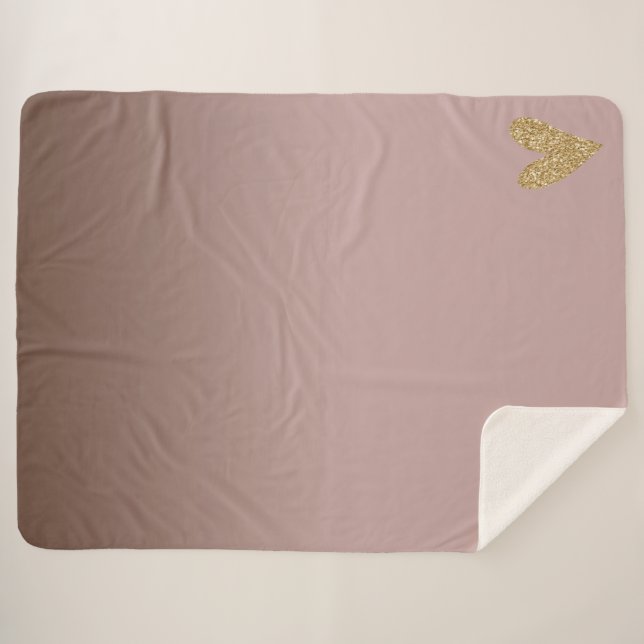 Couverture Sherpa Cocoa Crème Brown Ombre Gold Parties scintillant C (Devant (Horizontal))