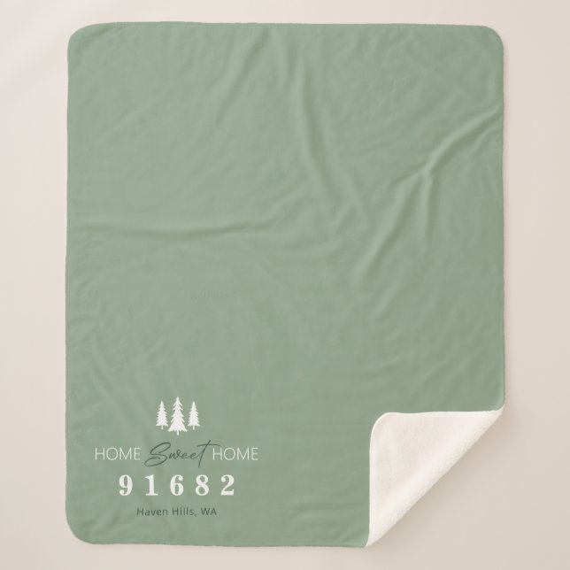 Couverture Sherpa Code Postal Maison Douce Maison Sage Personnalisé (Devant)