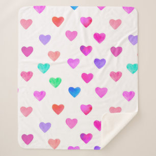 Couverture Sherpa coeur aquarelle peint à la main motif Valentine's