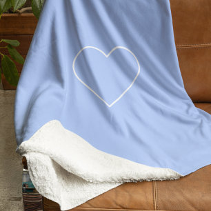 Couverture Sherpa Coeur bleu pastel minimaliste   Moderne