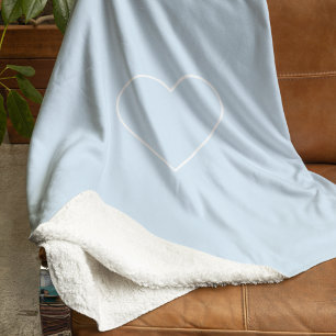 Couverture Sherpa Coeur minimaliste sur bleu clair   Cosy