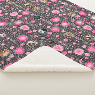 Couverture Sherpa Coeur rose mignon et Flower Chien Maman Photo Coll