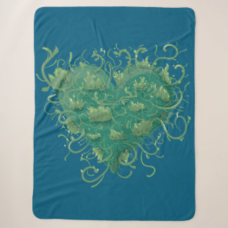 Couverture Sherpa Coeur vert à l'intérieur