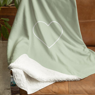 Couverture Sherpa Coeur vert minimaliste Pastel   Moderne