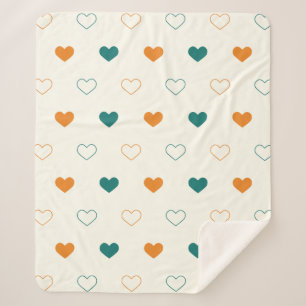 Couverture Sherpa Cœurs charmants / crème orange vert