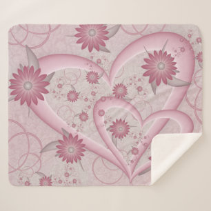 Couverture Sherpa Coeurs et fleurs Abstraits roses Aimer l'art fract