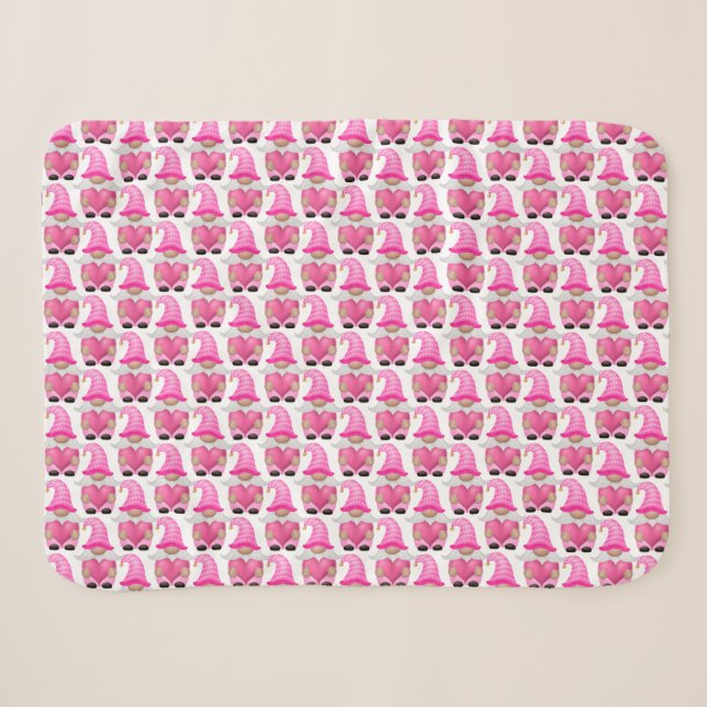 Couverture Sherpa Coeurs Gnomes roses Bois Scandinave Cute (Devant (Horizontal))
