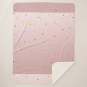 Couverture Sherpa Coeurs Ombres dorés rose