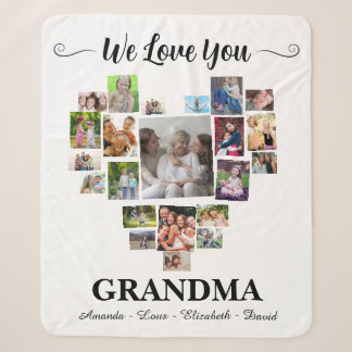 Couverture Sherpa Cœurs personnalisés Je t'aime grand-mère 21 Photo