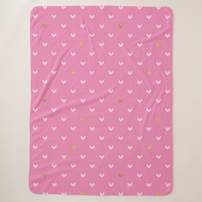 Couverture Sherpa Coeurs rose Fille Or (Devant)