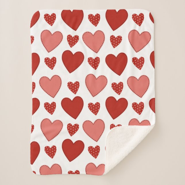 Couverture Sherpa Coeurs rouges (Devant)