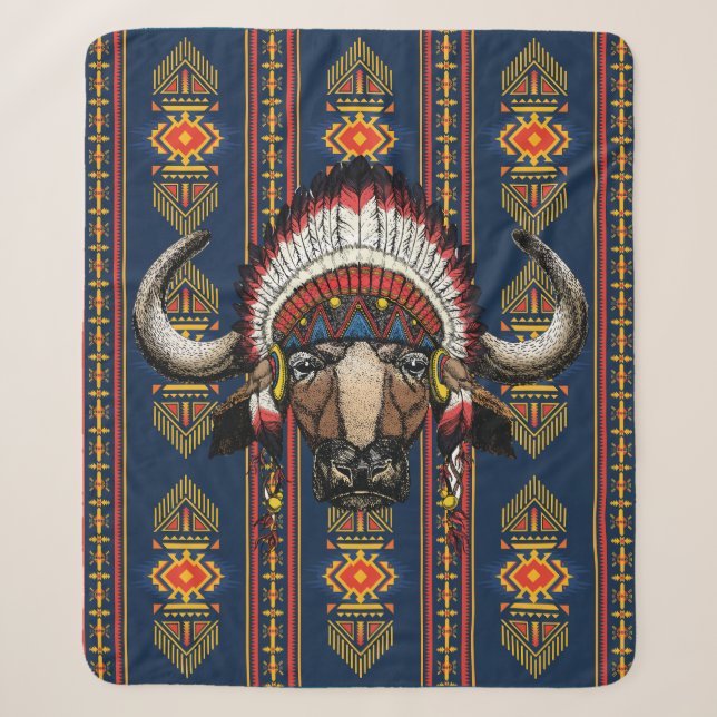 Couverture Sherpa Coiffure de buffle amérindienne (Devant)