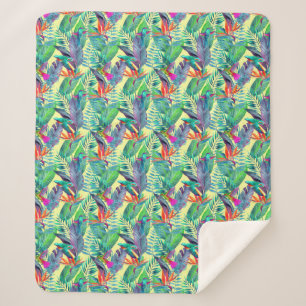 Couverture Sherpa Colibris d'aquarelle dans la jungle