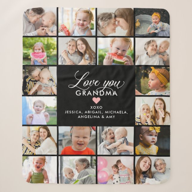 Couverture Sherpa Collage 20-Photo Love You Grandma/Nana/Granny (Devant)