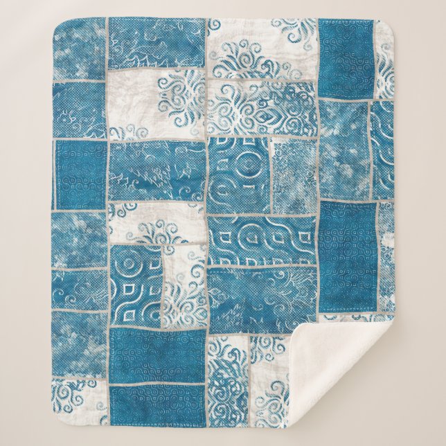 Couverture Sherpa Collage de patchwork : Mélange de Motif de surface (Devant)