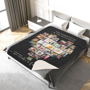 Couverture Sherpa Collage de photos Coeur Ensemble nous faisons une 