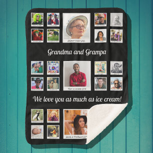 Couverture Sherpa Collage de photos de la famille Love You Grand-mèr