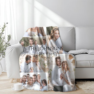Couverture Sherpa Collage de photos doux pour mariage ou anniversair