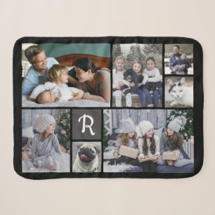 Couverture Sherpa Collage de photos familiales Monogramme 7 images N