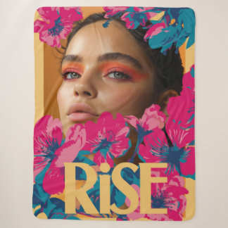 Couverture Sherpa Collage d'une femme avec des fleurs vibrantes