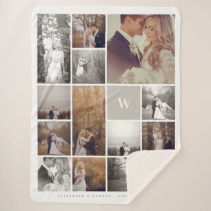 Couverture Sherpa Collage minimaliste de photo de monogramme moderne