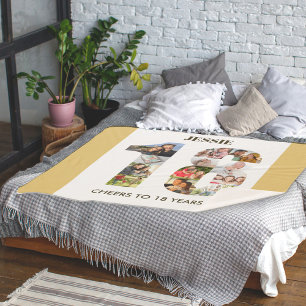 Couverture Sherpa Collage photo au numéro 18 Neutral 18th Birthday