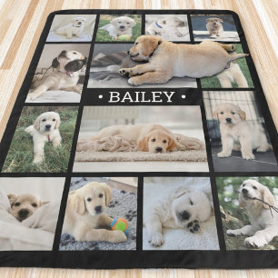 Couverture Sherpa Collage photo de chien Simple moderne noir et blan