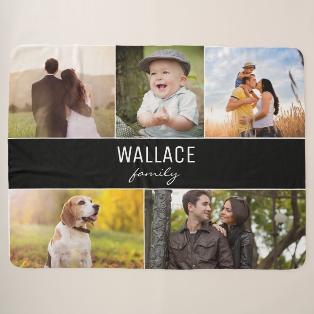 Couverture Sherpa Collage photo de conservation de la famille person (Devant (Horizontal))