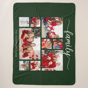 Couverture Sherpa Collage photo de Noël familial cosy 9