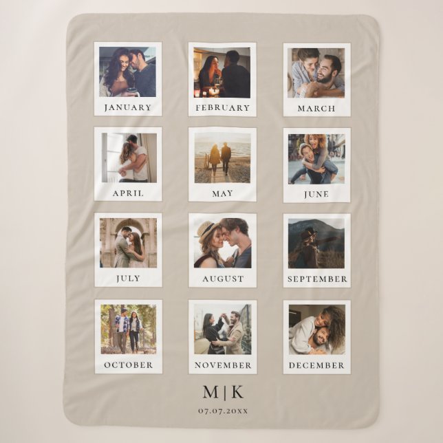 Couverture Sherpa Collage photo du premier anniversaire de couple mo (Devant)