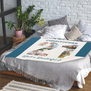 Couverture Sherpa Collage photo en forme de numéro 21 pour 21e anniv