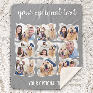 Couverture Sherpa Collage photo Modern Grey 9