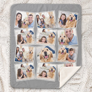 Couverture Sherpa Collage photo moderne gris 12