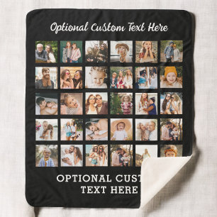 Couverture Sherpa Collage photo noir simple 30 photo personnalisée