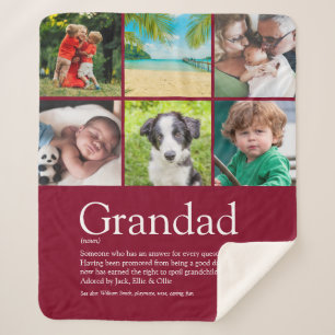 Couverture Sherpa Collage Photo Papy Papi Grand-Père Bordeaux