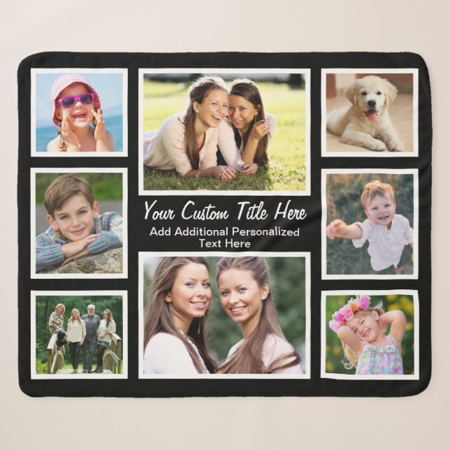 Couverture Sherpa Collage photo personnalisé 8 noir (Devant (Horizontal))