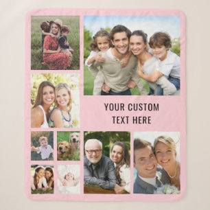 Couverture Sherpa Collage photo personnalisé 9 rose
