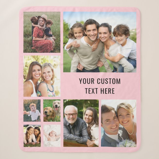 Couverture Sherpa Collage photo personnalisé 9 rose (Devant)