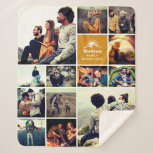 Couverture Sherpa Collage photo personnalisé "Aventures en famille"