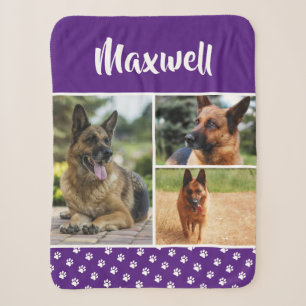 Couverture Sherpa Collage photo personnalisé Nom du chien animal de