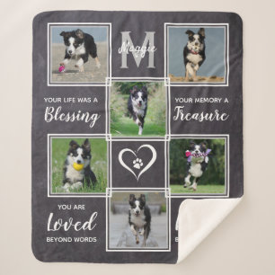 Couverture Sherpa Collage photo Pet Memorial Grey
