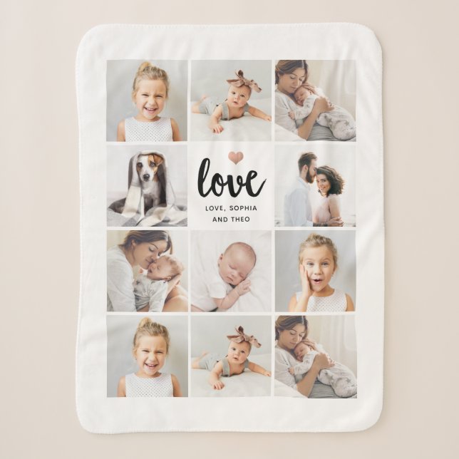 Couverture Sherpa Collage photo simple et chic | L'amour avec le coe (Devant)