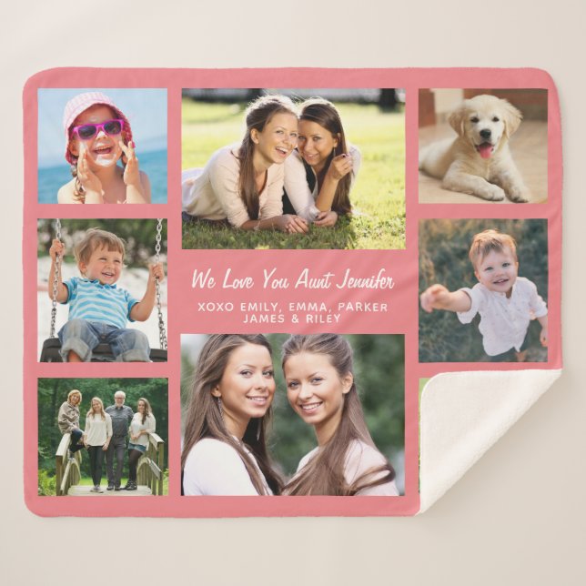 Couverture Sherpa Collage photo Tante 8 (Devant (Horizontal))