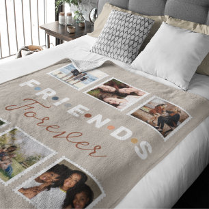 Couverture Sherpa Collection photo moderne Beige Friends Forever