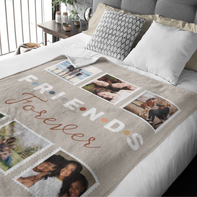 Couverture Sherpa Collection photo moderne Beige Friends Forever (Créateur téléchargé)