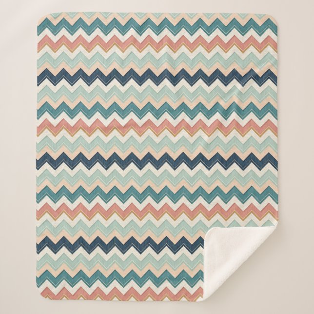 Couverture Sherpa Conception Chevron Moderne Douce Personnalisée (Devant)