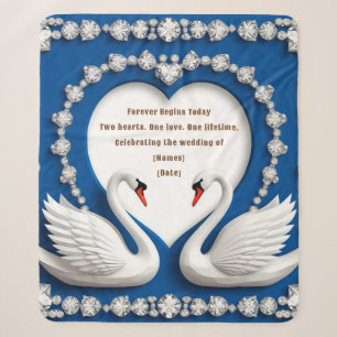 Couverture Sherpa Conception d'arche de mariage amour cygne diamant