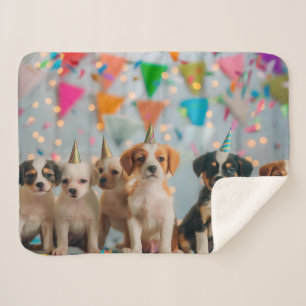 Couverture Sherpa Conception de célébration d'anniversaire de chiots