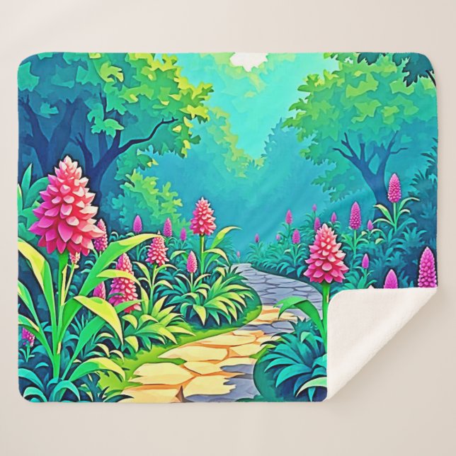 Couverture Sherpa Conception de chemin de jardin magique (Devant (Horizontal))